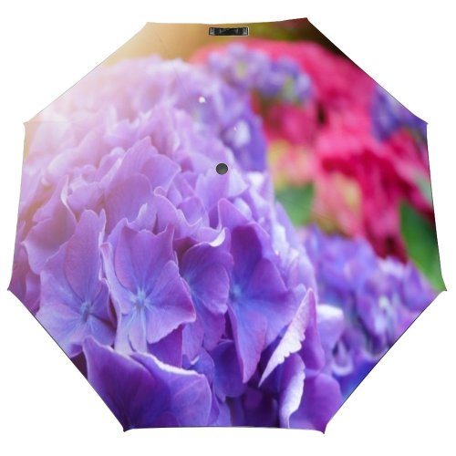 yanfind Umbrella Manual Growth Botany Bouquet Leaf Beauty Romance Hydrangea Bloom Springtime Bush Natural Purple Windproof waterproof anti-ultraviolet protection golf umbrella