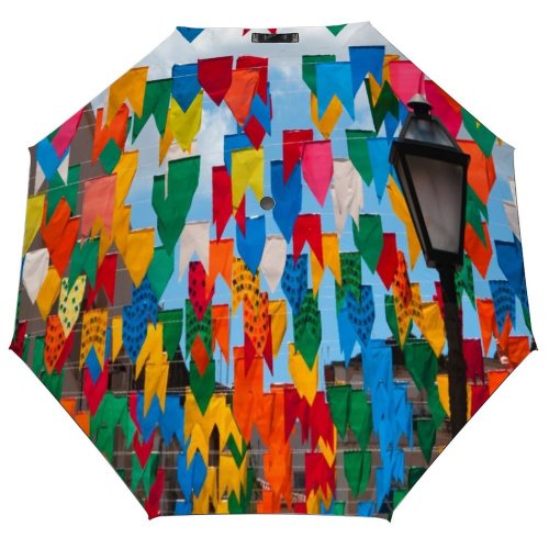 yanfind Umbrella Manual Junina Festival Place Brazil Flag Travel Brazilian Festa Maranhao Luis Famous Cities Windproof waterproof anti-ultraviolet protection golf umbrella
