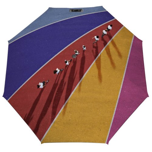 yanfind Umbrella Manual Togetherness Girls Sunset Town Outdoors Curiosity Student Development Opportunity Children Topics Asphalt Windproof waterproof anti-ultraviolet protection golf umbrella