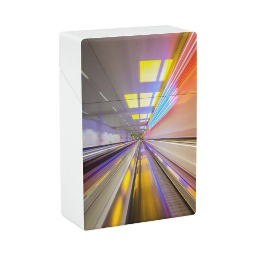 yanfind Cigarette Case Blurred Transportation Illuminated Forward Airport Way Illusion Vanishing Natural Lighting Moving Munich Hard Plastic Crushproof Cigarette Case