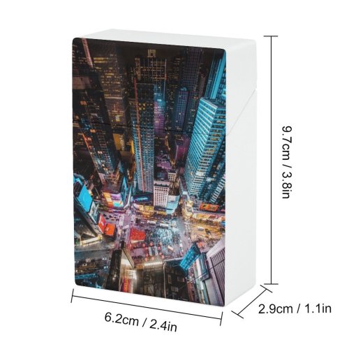 yanfind Cigarette Case Nightlife Neon Exterior Aerial Lighting York Night Urban Street Built Structure Hard Plastic Crushproof Cigarette Case