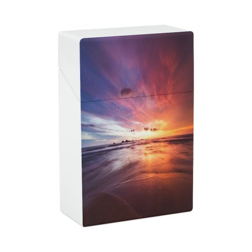 yanfind Cigarette Case Beach Coastline Outdoors Hikkaduwa Horizon Cloud Landscape Rippled Scene Sunlight Seascape Sea Hard Plastic Crushproof Cigarette Case