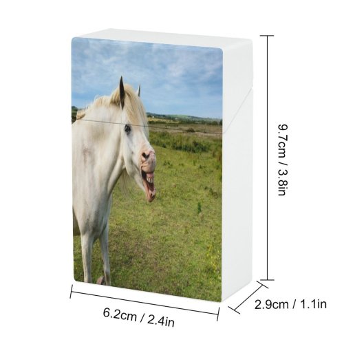 yanfind Cigarette Case Cheerful Fun Lips Facial Outdoors Expression Wildlife Davids Horse Laughing Dental Hard Plastic Crushproof Cigarette Case