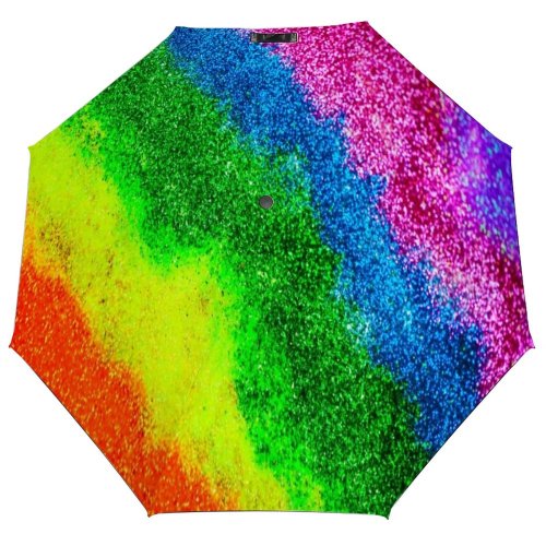 yanfind Umbrella Manual Autism Glowing Beam Rainbow Flag Defocused Natural Purple Shiny Spectrum Glitter Windproof waterproof anti-ultraviolet protection golf umbrella