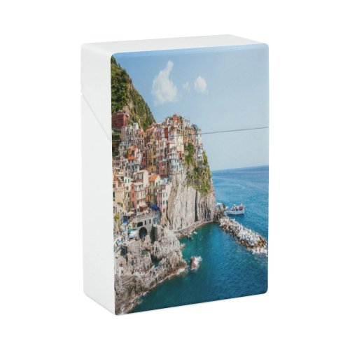 yanfind Cigarette Case Space Harbor Mediterranean Place Perching Scenics Liguria Exterior Sea Townscape Seascape Italy Hard Plastic Crushproof Cigarette Case