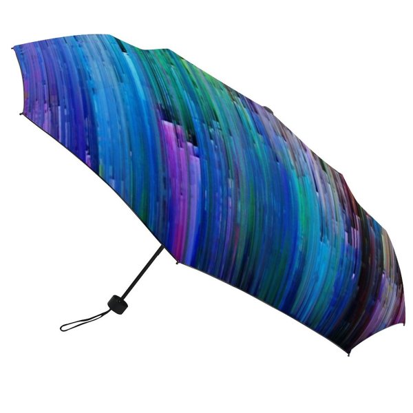 yanfind Umbrella Manual Bizarre Propagation Generated Chaos Purple Television Wave Digitally Glitch Abstract Psychedelic Windproof waterproof anti-ultraviolet protection golf umbrella