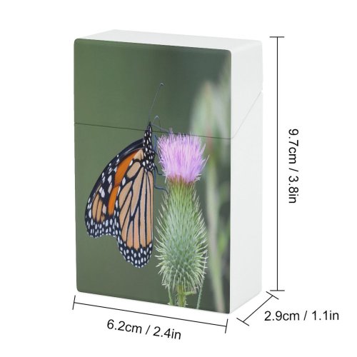 yanfind Cigarette Case Wing Botany Agricultural Side Wild Focus Field Butterfly Monarch Invertebrate Wildlife Summer Hard Plastic Crushproof Cigarette Case