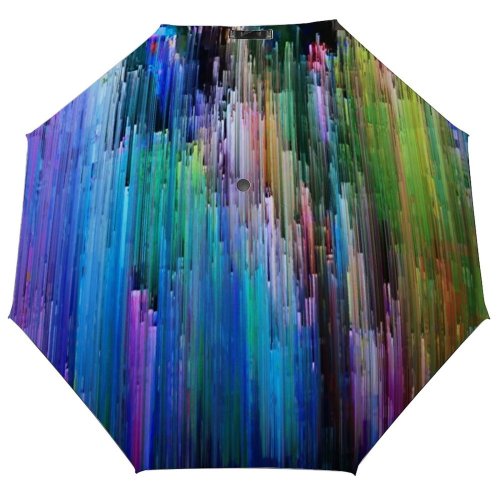 yanfind Umbrella Manual Bizarre Propagation Generated Chaos Purple Television Wave Digitally Glitch Abstract Psychedelic Windproof waterproof anti-ultraviolet protection golf umbrella