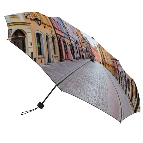 yanfind Umbrella Manual Old Church Idyllic Place Warsaw Wonderlust Beauty Cobblestone Awe Cafe Polish Windproof waterproof anti-ultraviolet protection golf umbrella