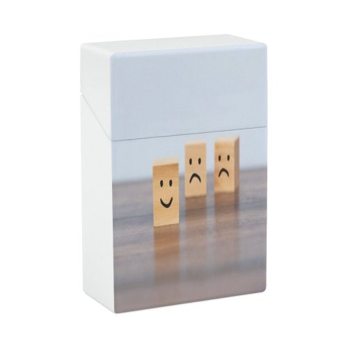 yanfind Cigarette Case Block Cheerful Frowning Facial Positive Advertisement Happiness Emotion Expression Peer Negative Crowd Hard Plastic Crushproof Cigarette Case