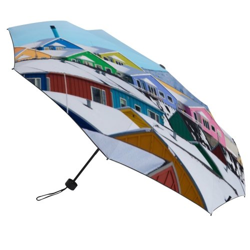 yanfind Umbrella Manual Ilulissat Exterior Arctic Townscape Polar Snow Community Greenland Winter Building Architecture Outdoors Windproof waterproof anti-ultraviolet protection golf umbrella