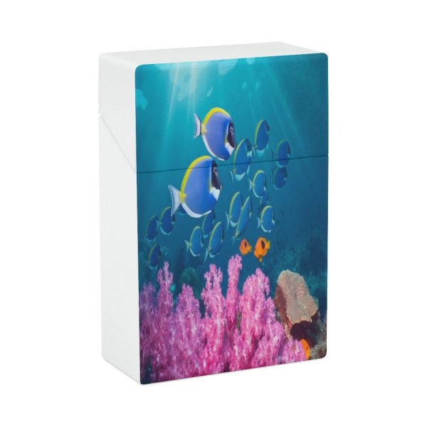 yanfind Cigarette Case Relaxation Tranquility Fish Coral Undersea Acanthuridae Beauty Ecosystem Andaman Sea Hard Plastic Crushproof Cigarette Case