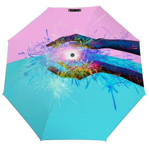 yanfind Umbrella Manual Turquoise Futuristic Space Fantasy Between Pale Technology Mid Prefecture Limb Japan Imagination Windproof waterproof anti-ultraviolet protection golf umbrella
