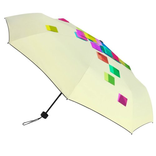yanfind Umbrella Manual Puzzle Computing Futuristic Data Block Neon Virtual Generated Creativity Imagination Augmented Cube Windproof waterproof anti-ultraviolet protection golf umbrella