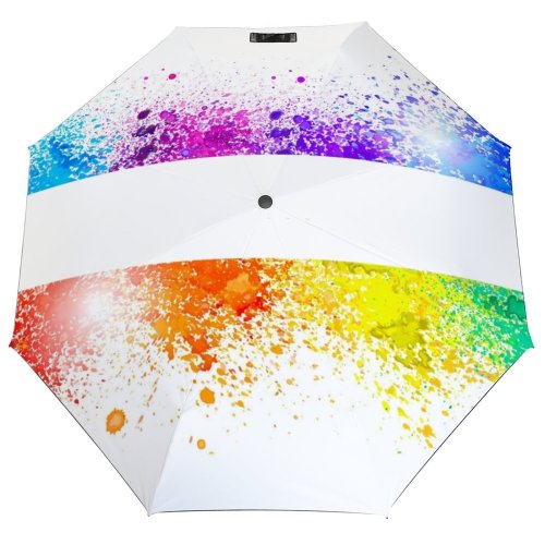 yanfind Umbrella Manual Grunge Rough Splattered Purple Watercolor Blob Paints Vibrant Art Border Abstract Acrylic Windproof waterproof anti-ultraviolet protection golf umbrella