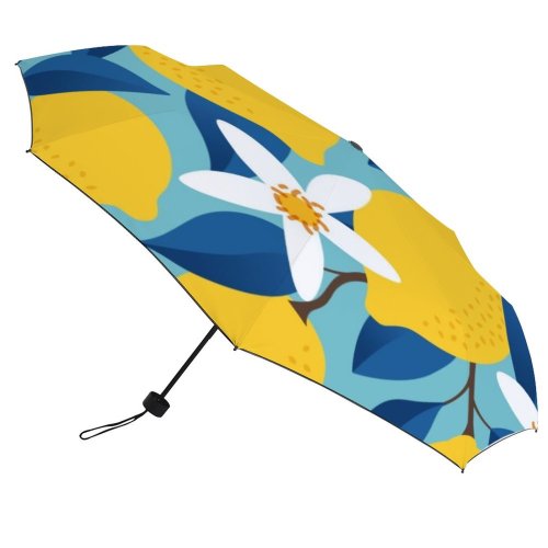 yanfind Umbrella Manual Doodle Eternity Tree Leaf Springtime Lemonade Italy Design Decor Tropical Seamless Windproof waterproof anti-ultraviolet protection golf umbrella