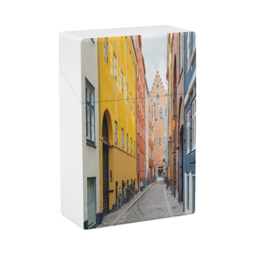 yanfind Cigarette Case Old Stone Tranquility Denmark Idyllic Place Cobblestone Bicycle Journey Exterior Window Region Hard Plastic Crushproof Cigarette Case