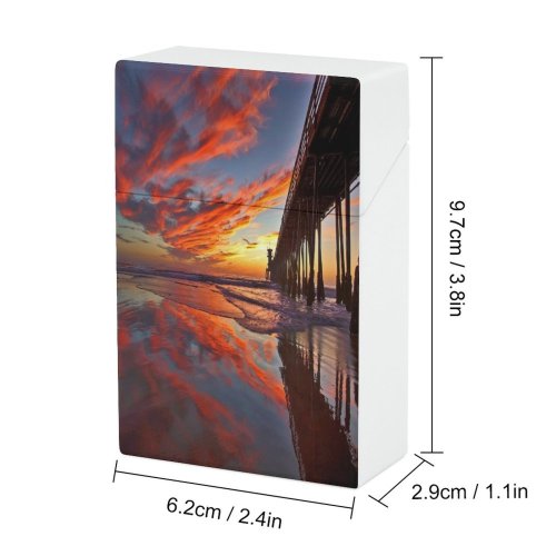 yanfind Cigarette Case Beach Outdoors Reflection Side Seascape Sea Sunset USA Diego Travel Perspective Beauty Hard Plastic Crushproof Cigarette Case