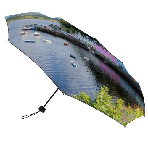 yanfind Umbrella Manual Nautical Harbor Dramatic Highlands Sailboat Isle Cloudscape Scotland Coastline Sky Hebrides Reflection Windproof waterproof anti-ultraviolet protection golf umbrella