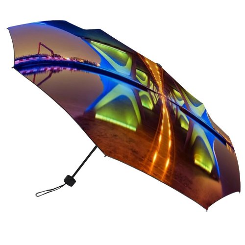 yanfind Umbrella Manual United Built Reflection Illuminated Perspective Machinery Horizon Street Futuristic Parallel Over Windproof waterproof anti-ultraviolet protection golf umbrella