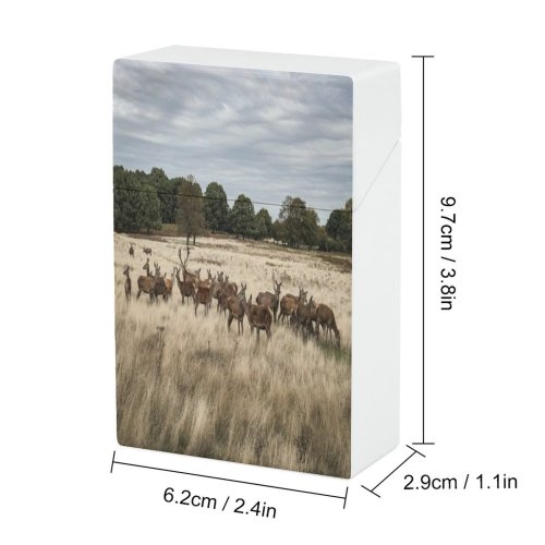 yanfind Cigarette Case Wildlife Agricultural Deer Biodiversity Formal Stag Woodland Natural Antler Planet Field Hard Plastic Crushproof Cigarette Case