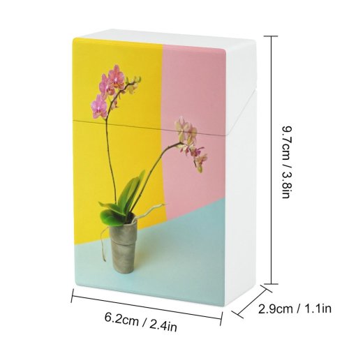 yanfind Cigarette Case Space Studio Block Bloom Shot Vibrant Pot Orchid Houseplant Pastel USA Flower Hard Plastic Crushproof Cigarette Case