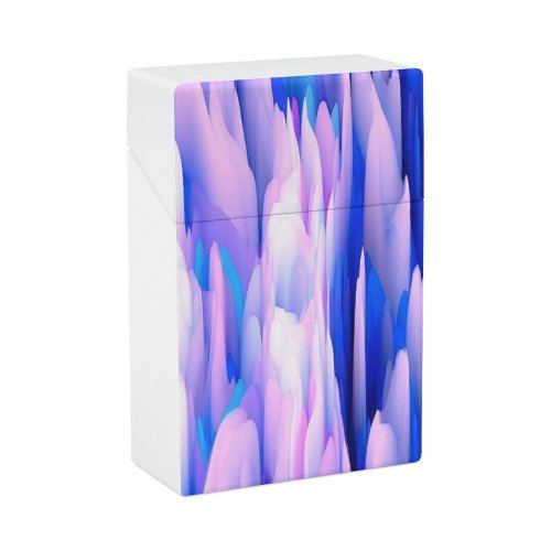 yanfind Cigarette Case Space Digital Futuristic Smooth Optical Hologram Neon Defocused Virtual Generated Lighting Hard Plastic Crushproof Cigarette Case