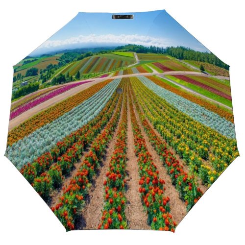 yanfind Umbrella Manual Sky Natural Farm Furano Season Rural Scene Parkland Basin Plant Scenics Travel Windproof waterproof anti-ultraviolet protection golf umbrella