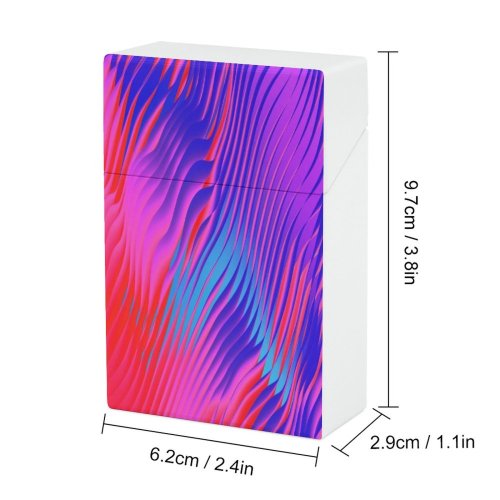 yanfind Cigarette Case Space Digital Smooth Futuristic Optical Neon Hologram Defocused Virtual Generated Illusion Hard Plastic Crushproof Cigarette Case
