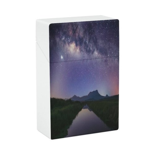 yanfind Cigarette Case Wonderlust Space Meteor Tranquility Idyllic Dramatic Way Range Rural Beauty River Hard Plastic Crushproof Cigarette Case