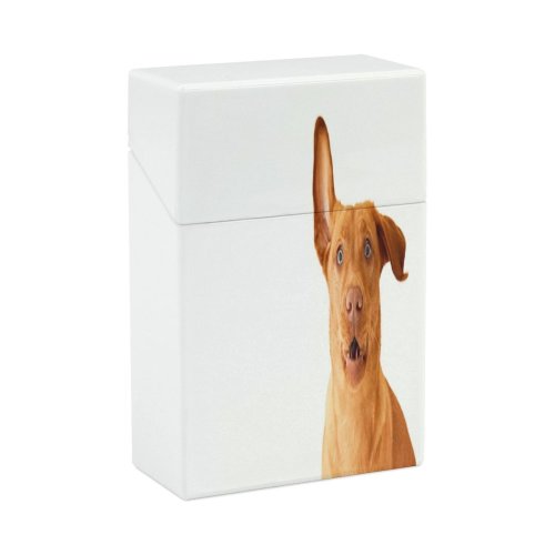 yanfind Cigarette Case Cheerful Dog Studio Camera Curiosity Ear Cute Shot Surprise Beauty Puppy Hard Plastic Crushproof Cigarette Case