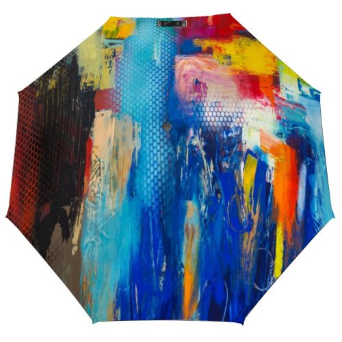 yanfind Umbrella Manual Grunge Old Digital Composite Canvas Art Multiple Bangkok Abstract Fabric Acrylic Design Windproof waterproof anti-ultraviolet protection golf umbrella