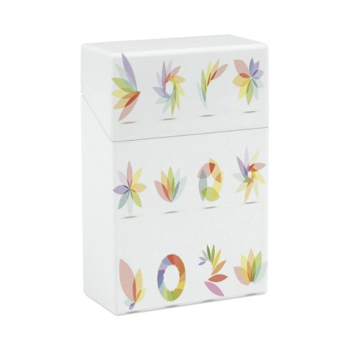 yanfind Cigarette Case Saturated Transparent Leaf Rainbow Vitality Spectrum Purple Design Layered Fanned Vibrant Floral Hard Plastic Crushproof Cigarette Case