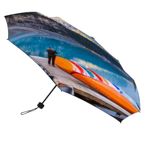 yanfind Umbrella Manual Harbor Snowcapped Wonderlust Place Turquoise Beauty Contemplation Awe Canoeing Wilderness Scenics Windproof waterproof anti-ultraviolet protection golf umbrella