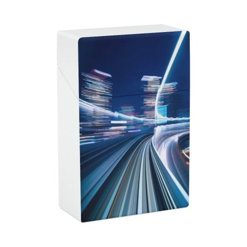 yanfind Cigarette Case Blurred Highway Transportation Urban Forward Reflection Way Tokyo Tunnel Radiation Natural Hard Plastic Crushproof Cigarette Case