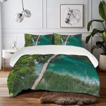 yanfind Bedding Set of 3 (1 Cover, 2 Bed Pillowcase Without Sheet)Images Path Land Flora Wallpapers Plant Lake Tree Stock Free Croatia Walkway Duvet Cover personalization