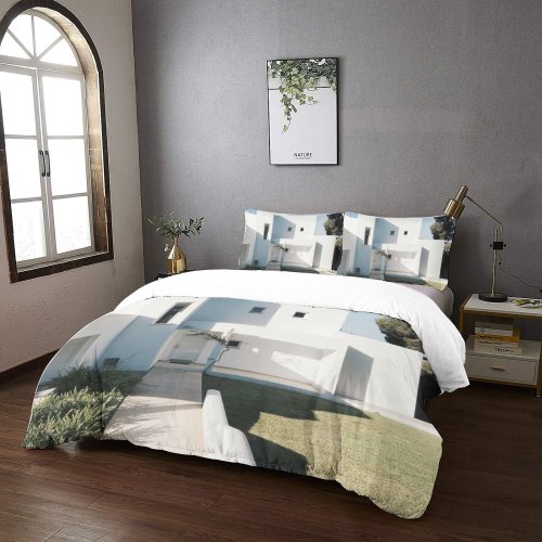 yanfind Bedding Set of 3 (1 Cover, 2 Bed Pillowcase Without Sheet)Estate Exterior Images Bush Building Spain Flora Real Plant Architecture Tree Free Duvet Cover personalization