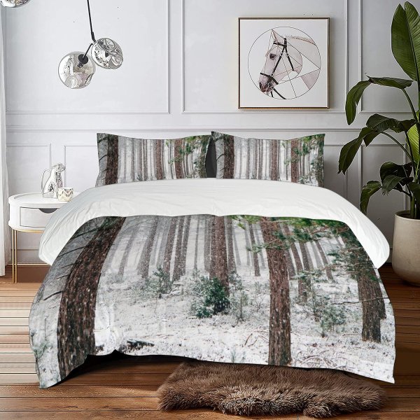 yanfind Bedding Set of 3 (1 Cover, 2 Bed Pillowcase Without Sheet)Birch Images Christmas Land Flora Pine Landscape Snow Wallpapers Plant Outdoors Tree Duvet Cover personalization