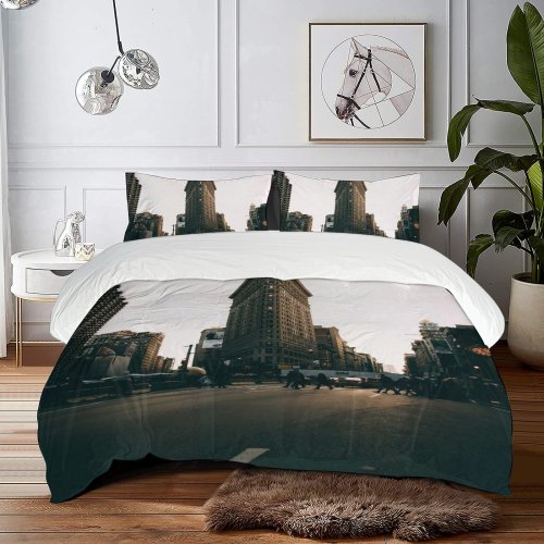yanfind Bedding Set of 3 (1 Cover, 2 Bed Pillowcase Without Sheet)City Images Clock Building Metropolis Wallpapers Architecture Tarmac Urban Free States York Duvet Cover personalization