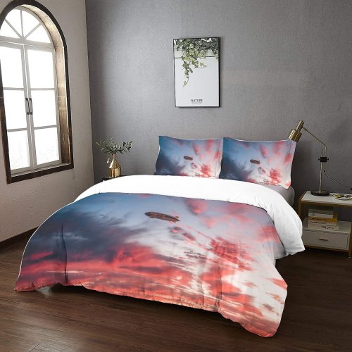 yanfind Bedding Set of 3 (1 Cover, 2 Bed Pillowcase Without Sheet)Images Airship Sky Wallpapers Dusk Beach Outdoors Free Hermosa Aircraft Pictures Vehicle Duvet Cover personalization