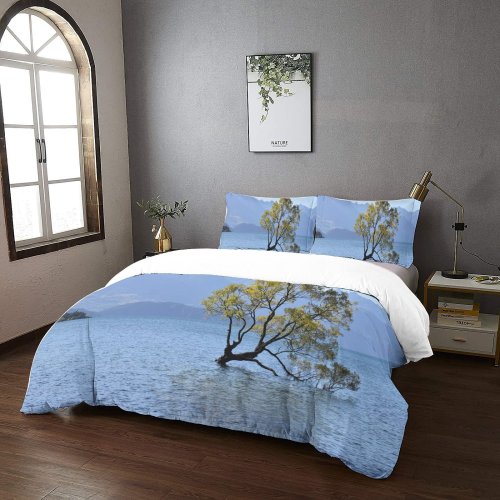 yanfind Bedding Set of 3 (1 Cover, 2 Bed Pillowcase Without Sheet)City Images Land Wanaka Roots Landscape Wallpapers Plant Beach Lake Outdoors Duvet Cover personalization