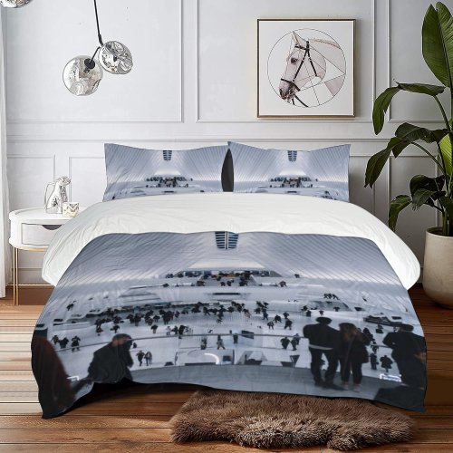 yanfind Bedding Set of 3 (1 Cover, 2 Bed Pillowcase Without Sheet)City Images Terminal Night Building Center Manhattan Lobby Wallpapers Architecture Hurry Duvet Cover personalization