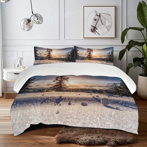 yanfind Bedding Set of 3 (1 Cover, 2 Bed Pillowcase Without Sheet)Fir Images Kirkwood Flora Pine Landscape Public Snow Sky Wallpapers Plant Duvet Cover personalization