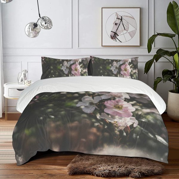 yanfind Bedding Set of 3 (1 Cover, 2 Bed Pillowcase Without Sheet)Geranium Images British Rose Floral Petal Flowers Public Wallpapers Plant Garden English Duvet Cover personalization