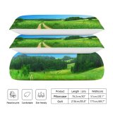 yanfind Bedding Set of 3 (1 Cover, 2 Bed Pillowcase Without Sheet)Images Path Country Spring Landscape Grass Sky Wallpapers Meadow Free Grassy Road Duvet Cover personalization