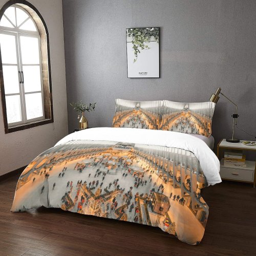 yanfind Bedding Set of 3 (1 Cover, 2 Bed Pillowcase Without Sheet)City Images Terminal Building Market Center Station Wallpapers Architecture Booths Travel Urban Duvet Cover personalization