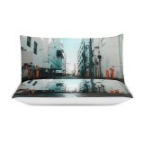 yanfind Bedding Set of 3 (1 Cover, 2 Bed Pillowcase Without Sheet)City Images Building Layers Texture Center Wallpapers Urban Road Winter Art Pictures Duvet Cover personalization