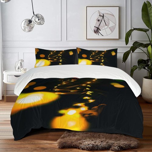 yanfind Bedding Set of 3 (1 Cover, 2 Bed Pillowcase Without Sheet)Bokeh Images Night Darkness Wallpapers Fire Smile Dark Neon Duvet Cover personalization