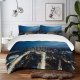 yanfind Bedding Set of 3 (1 Cover, 2 Bed Pillowcase Without Sheet)City Images High Rise Night Building Landscape Airship Aerial Metropolis Wallpapers Harbor Duvet Cover personalization