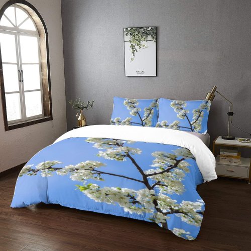 yanfind Bedding Set of 3 (1 Cover, 2 Bed Pillowcase Without Sheet)Images Ogorod Spring Flowers Public Wallpapers Plant Garden Pictures Cherry Flower Plum Duvet Cover personalization